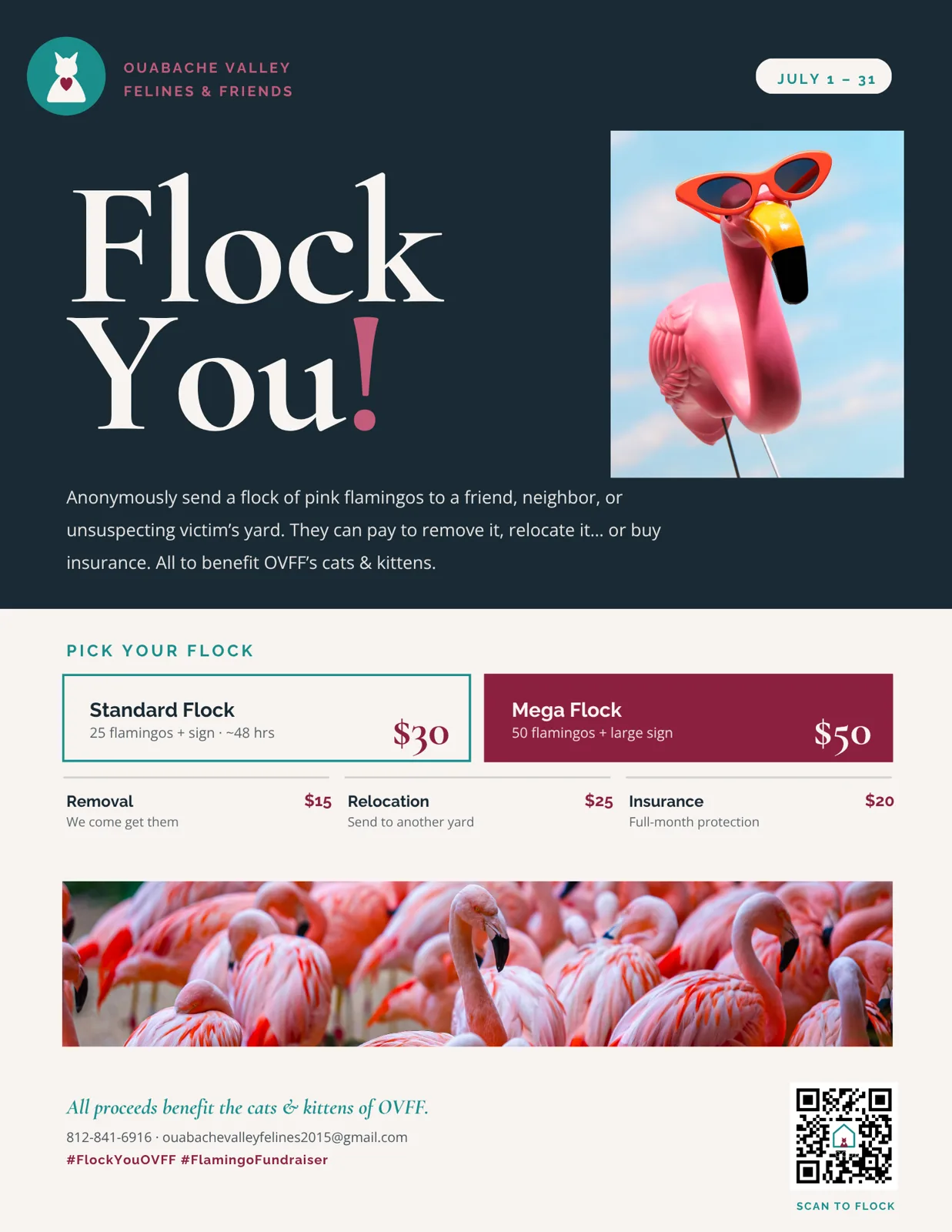 Flyer: Flock You! with Standard and Mega Flock options