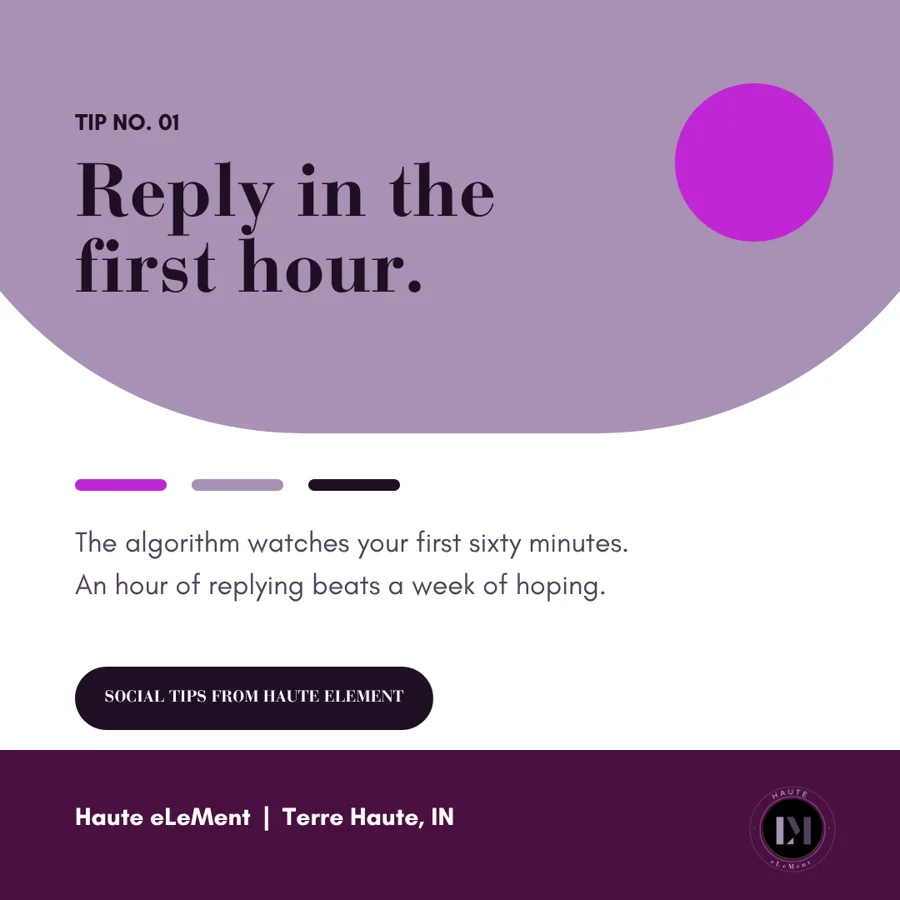 Post: Reply in the first hour, a social media tip from Haute eLeMent