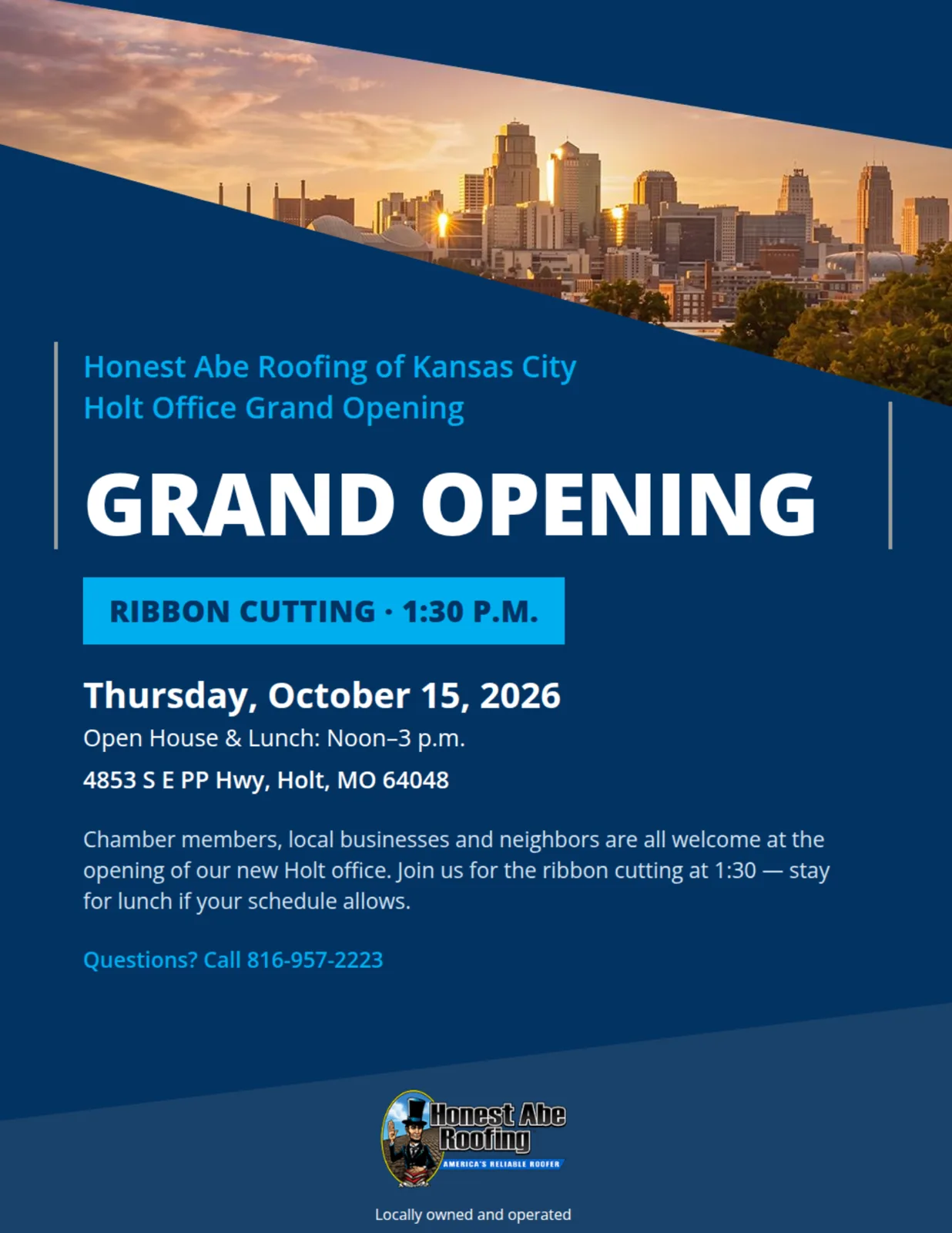 Grand opening invitation for the Kansas City Holt office