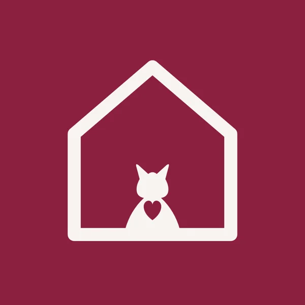 Cat-house mark, white on burgundy