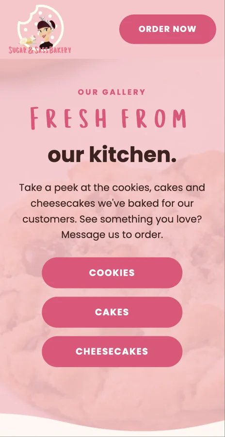 Sugar and Sass website on a phone